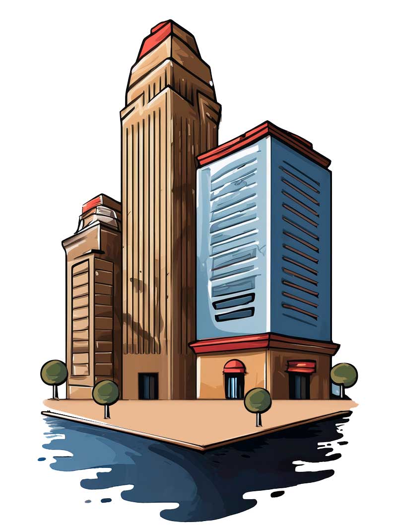 illustration of downtown buildings